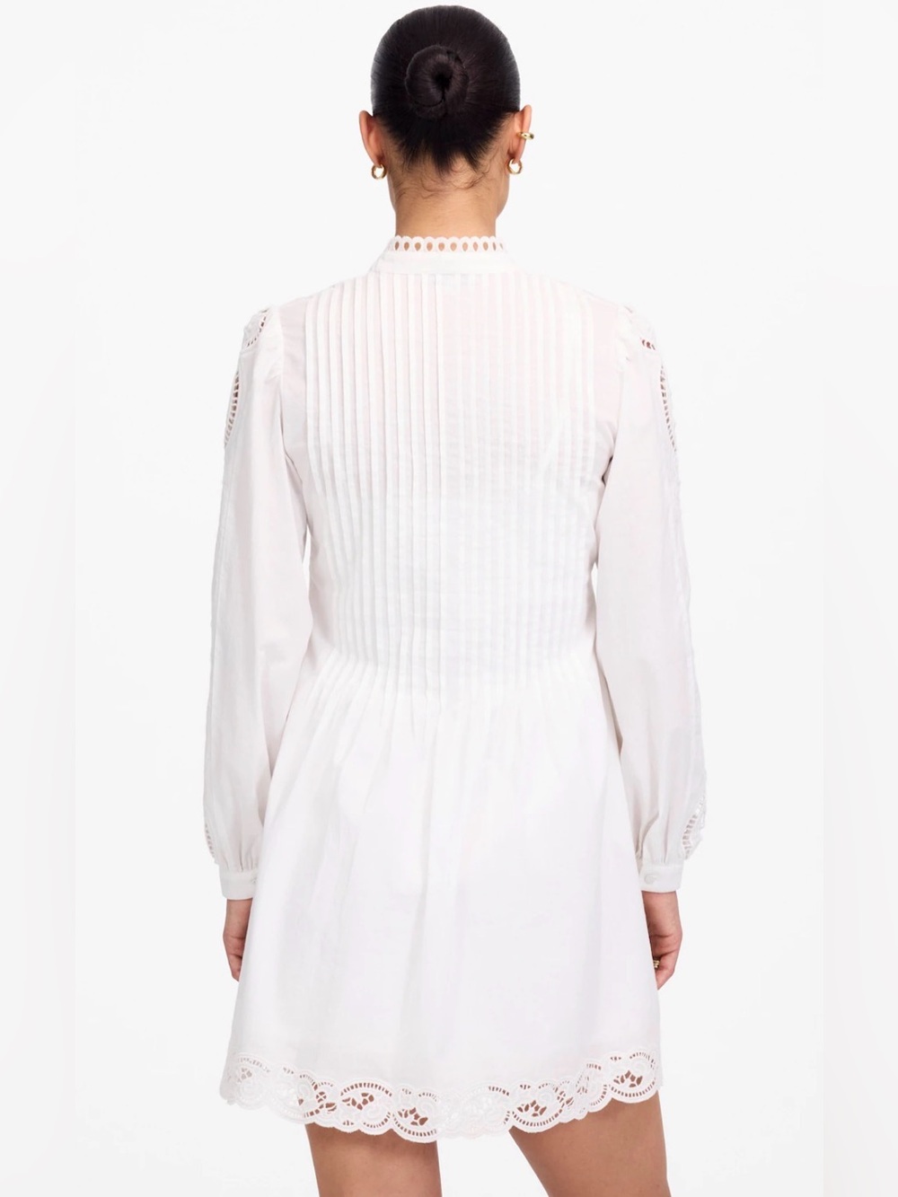 Madewell Pintucked Eyelet Mini Dress White Embroidered Cotton NWT Size S - Picture 13 of 13